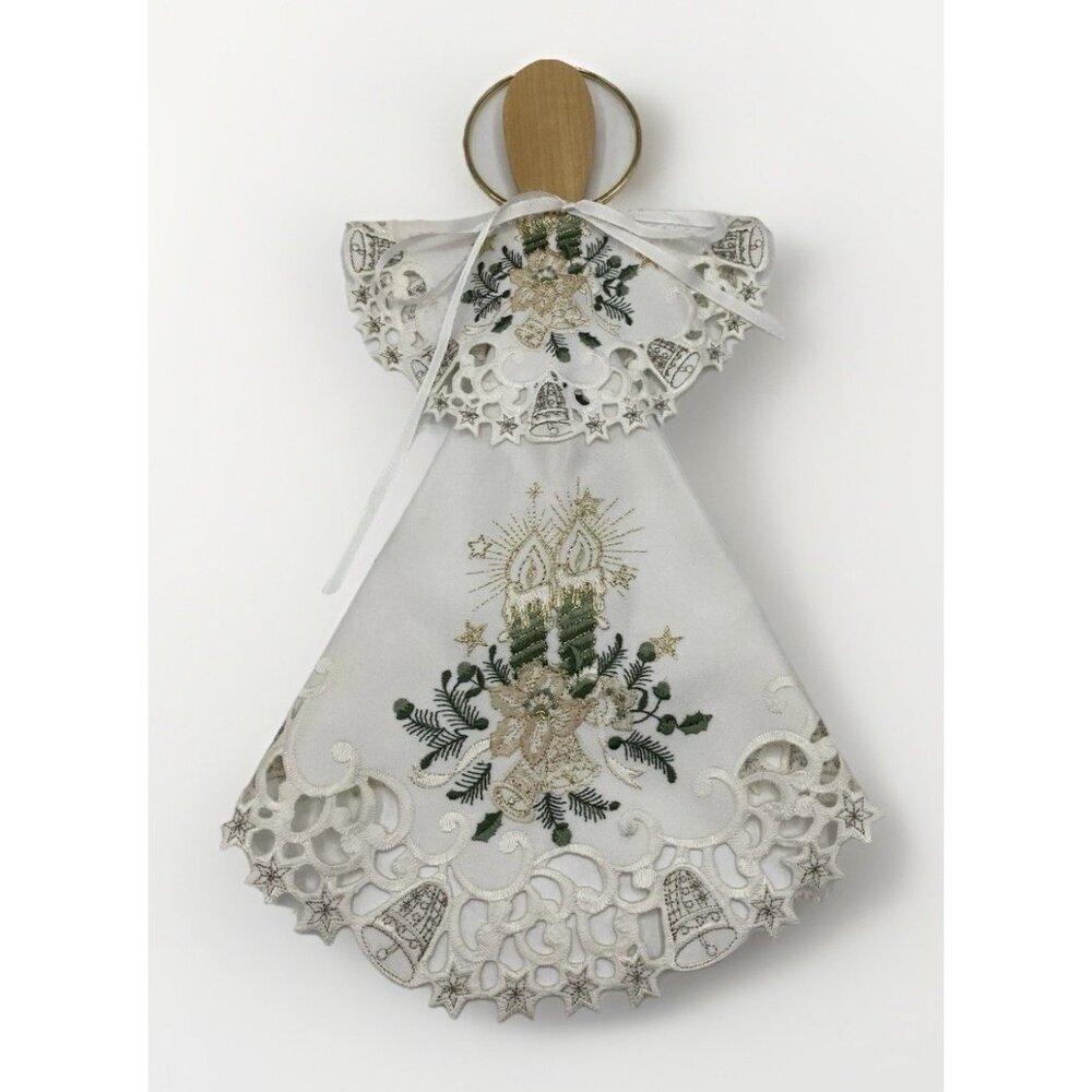 Wooden Spoon Kitchen Angel Christmas Decorative Wall 14" Tall Lace Cottage